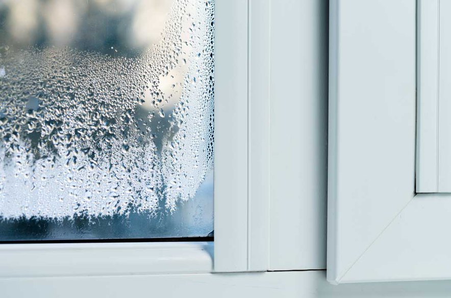 a double glazed PVC with condensation on windows